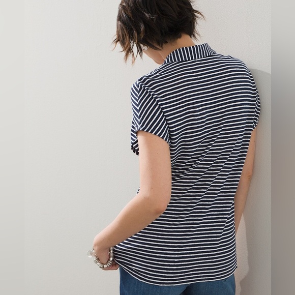 CHICO’S Linen striped Henley tee 🤍 - Picture 4 of 16